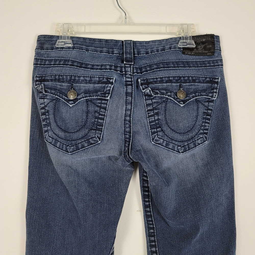 True Religion Size 31 bell bottom cotton blend blue jeans - Picture 6 of 9